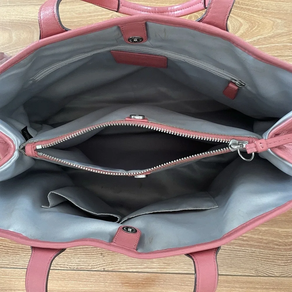 Coach 19681 Perforated Leather Carryall Satchel‎ Shoulder Bag Tote Coral Pink